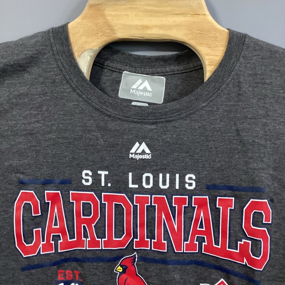 Majestic St Louis Cardinals MLB T-Shirt Mens Charcoal Gray Heather NWT SZ Large - Picture 2 of 5